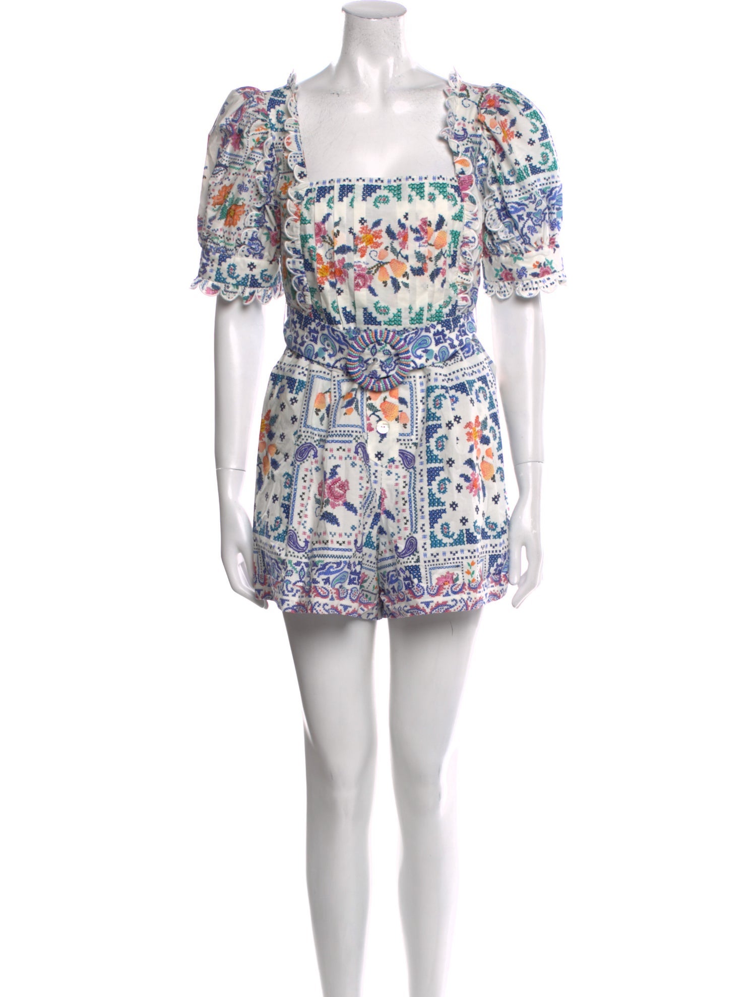 Farm Rio Printed Square Neckline Romper