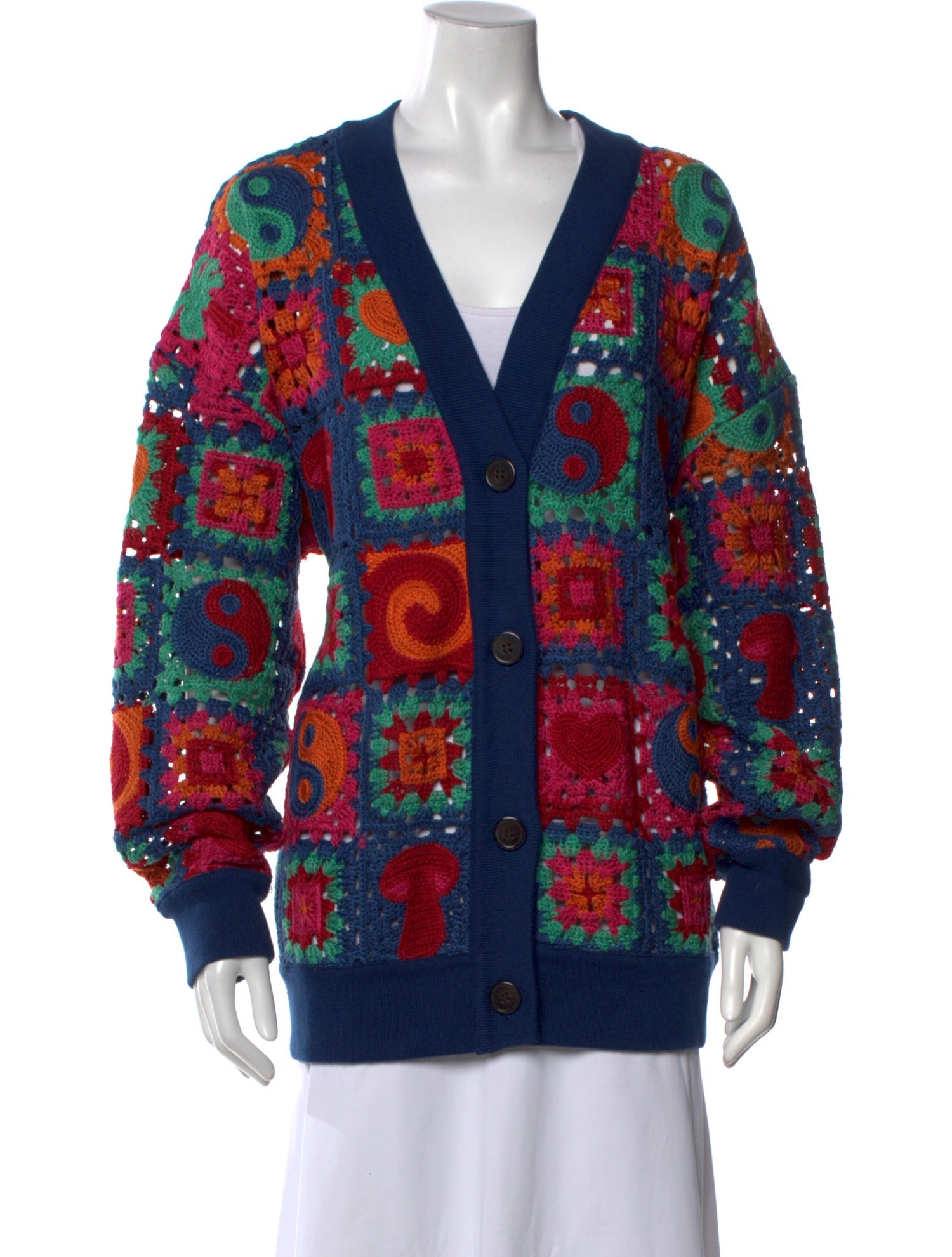 Farm Rio Printed V-Neck Sweater