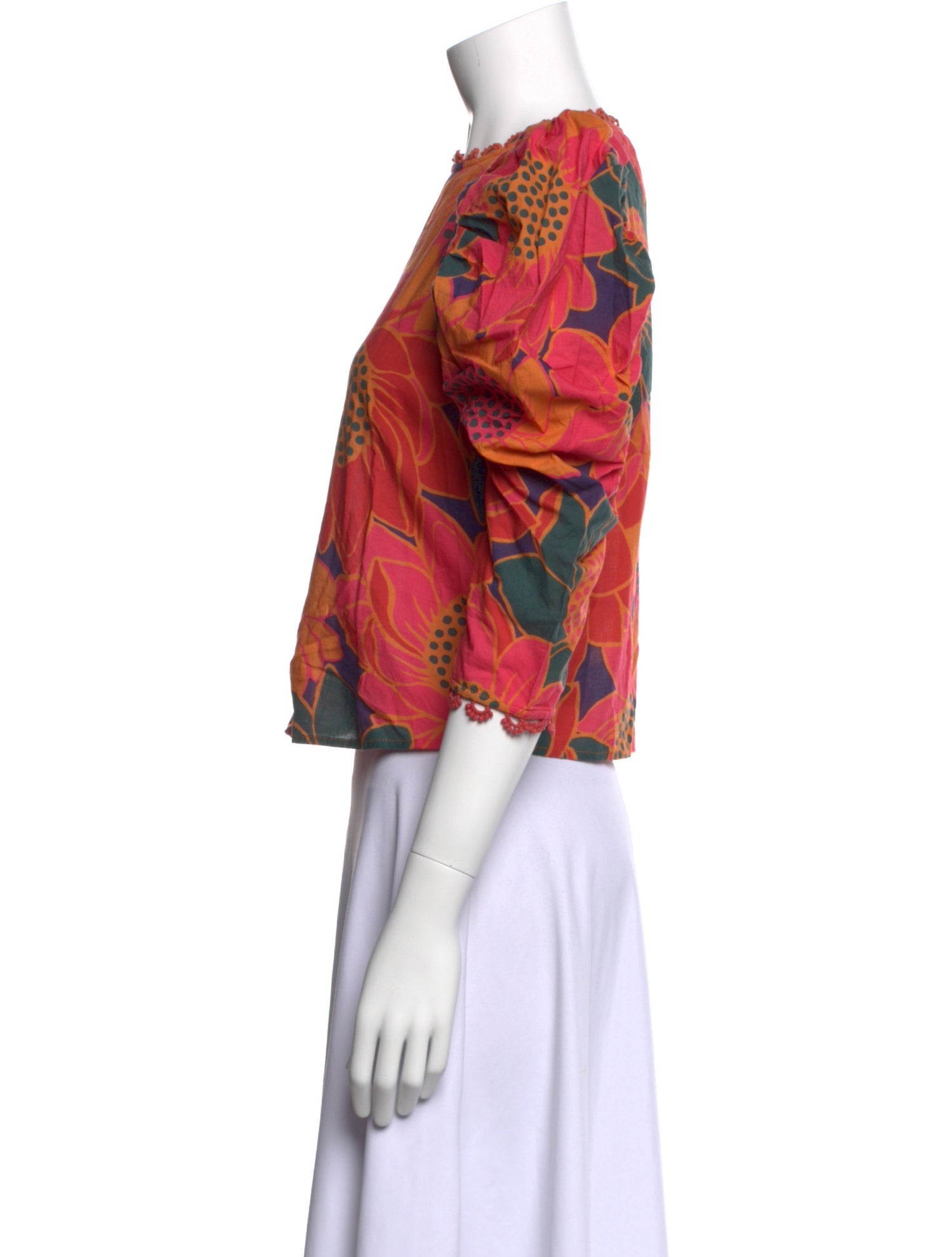 Farm Rio for Anthropologie Floral Print Bateau Neckline Crop Top