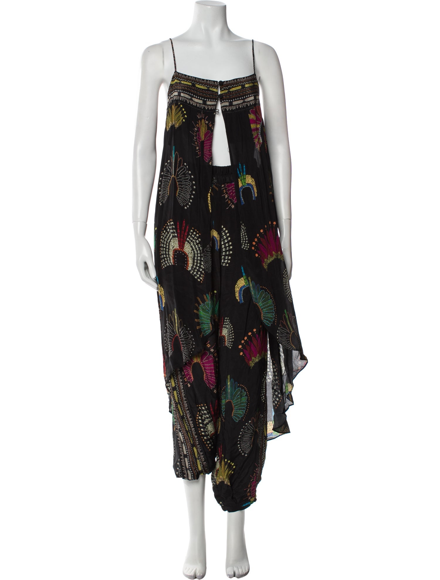 Farm Rio Printed Beaded Accents Pant Set