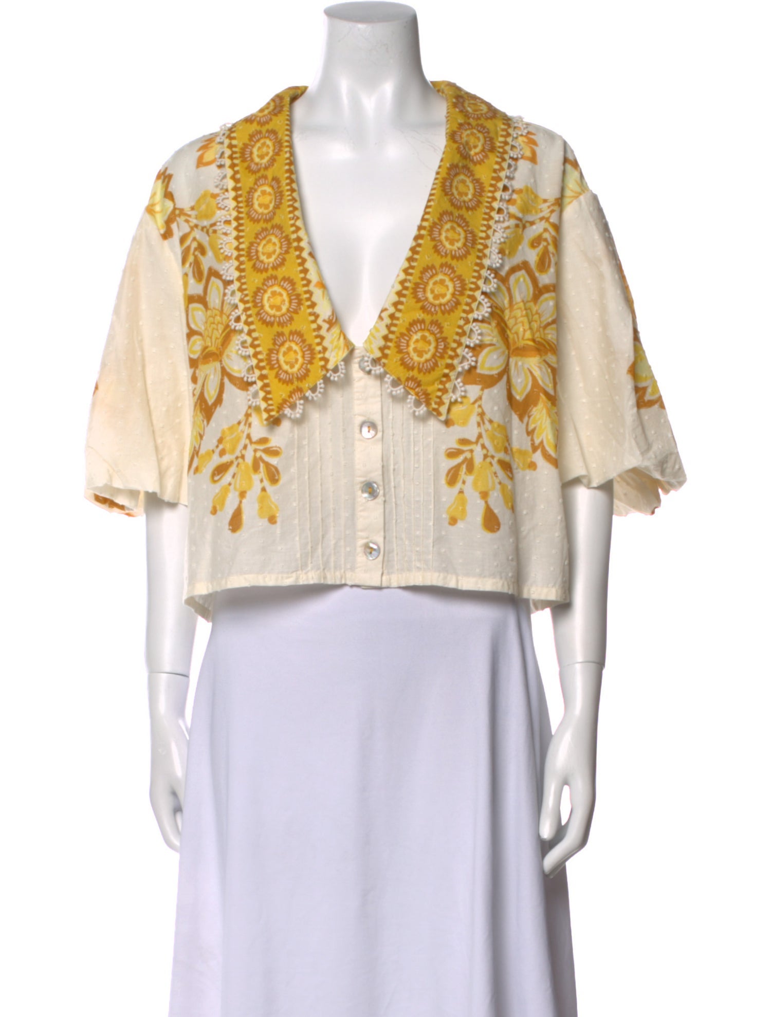 Farm Rio Printed V-Neck Crop Top