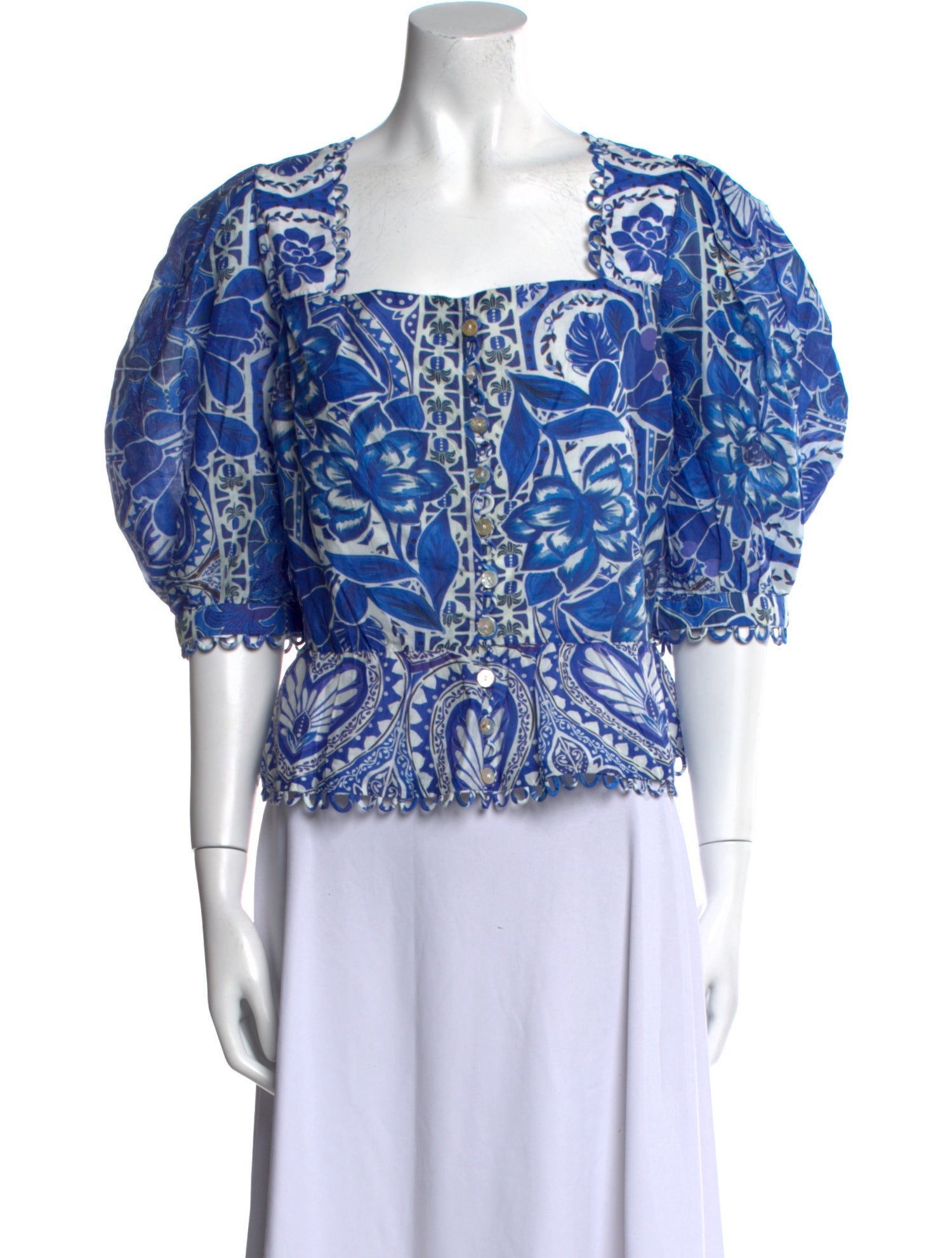 Farm Rio Floral Print Square Neckline Blouse