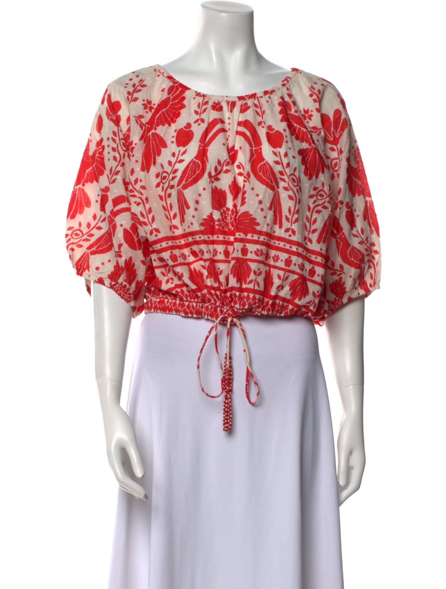 Farm Rio Printed Bateau Neckline Crop Top w/ Tags