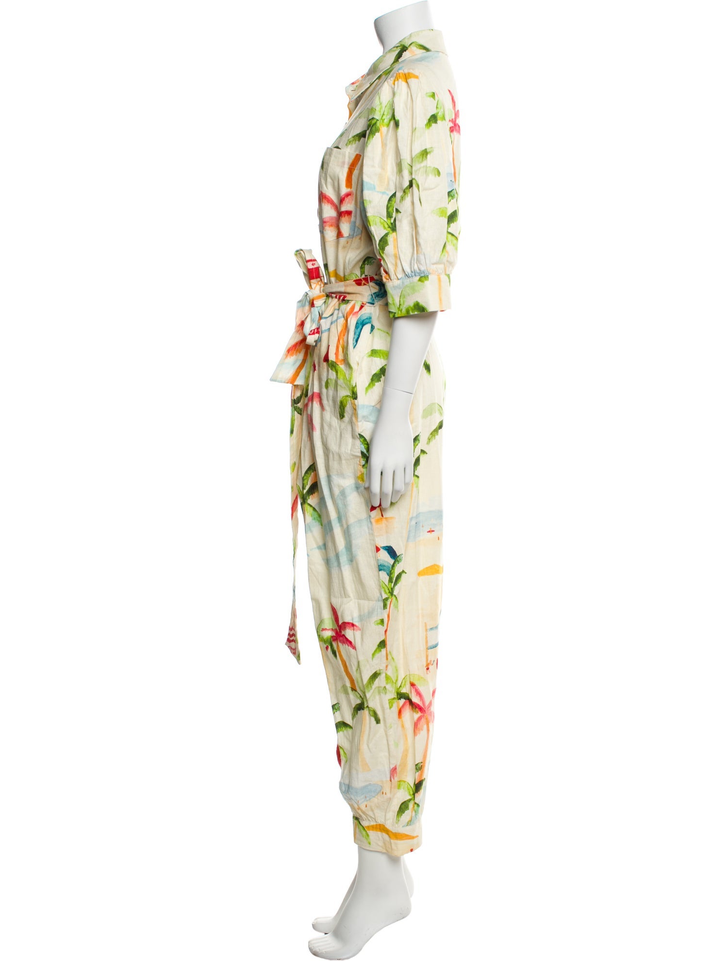 Farm Rio Linen Floral Print Jumpsuit w/ Tags