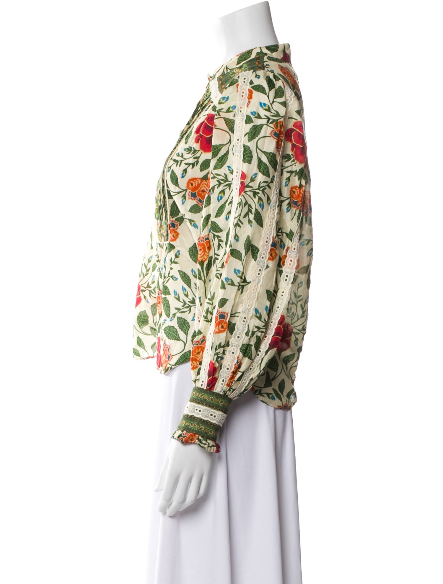 Farm Rio Floral Print Mock Neck Blouse