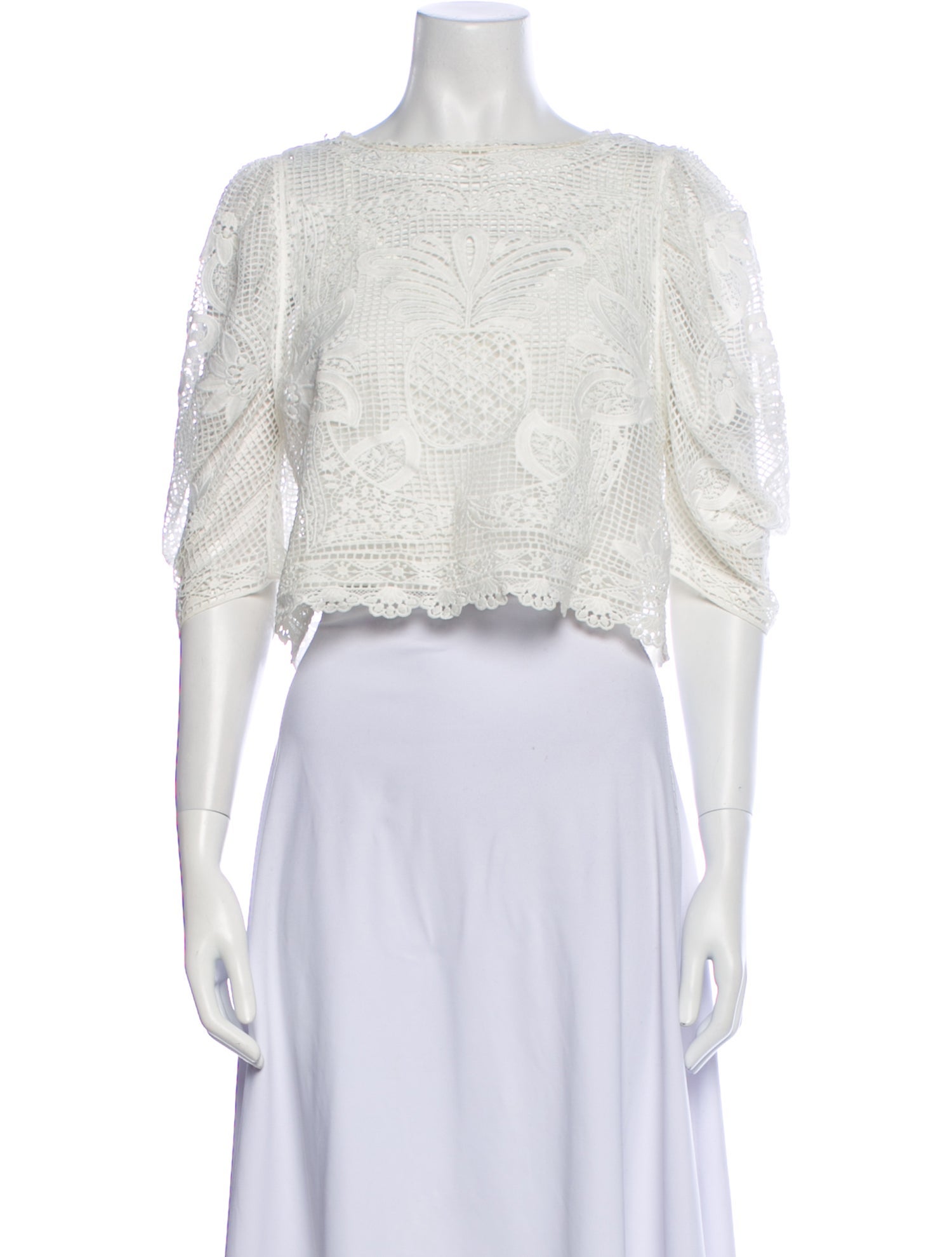 Farm Rio Bateau Neckline Short Sleeve Crop Top