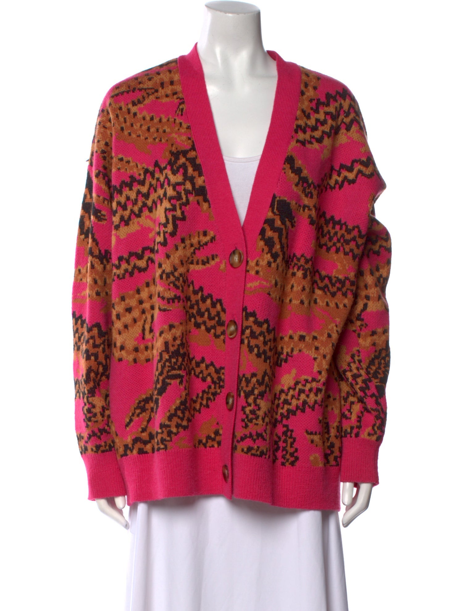 Farm Rio Printed V-Neck Sweater