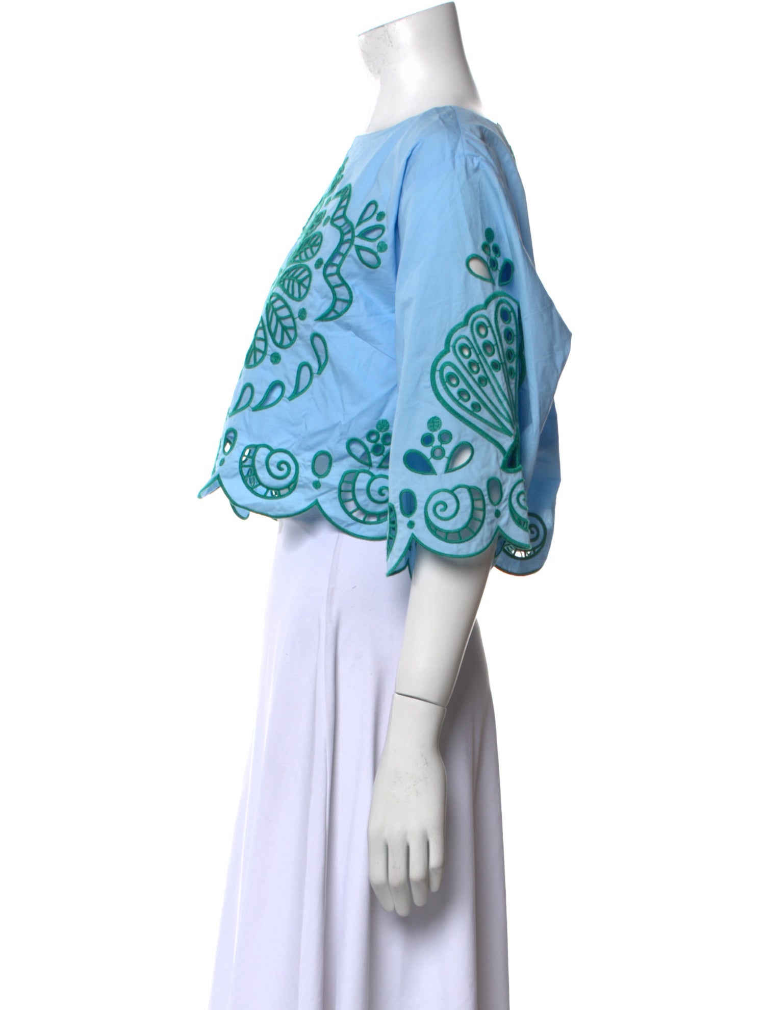 Farm Rio Graphic Print Bateau Neckline Crop Top w/ Tags