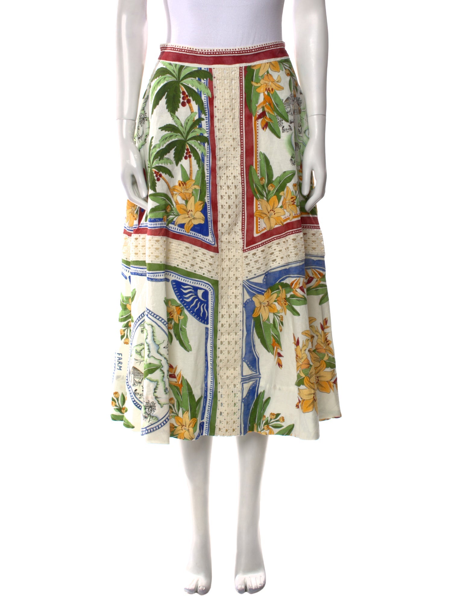 Farm Rio Linen Midi Length Skirt