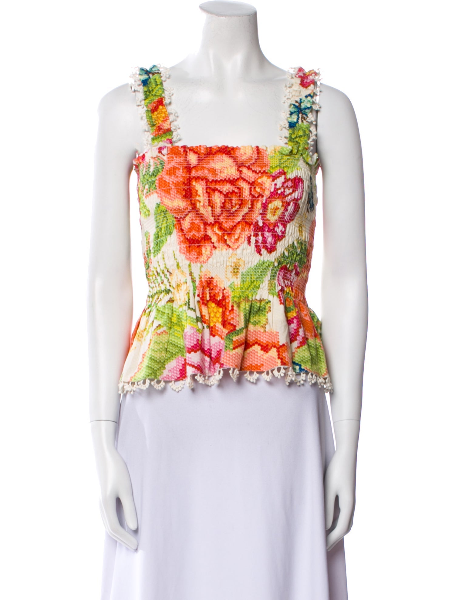 Farm Rio Floral Print Square Neckline Crop Top