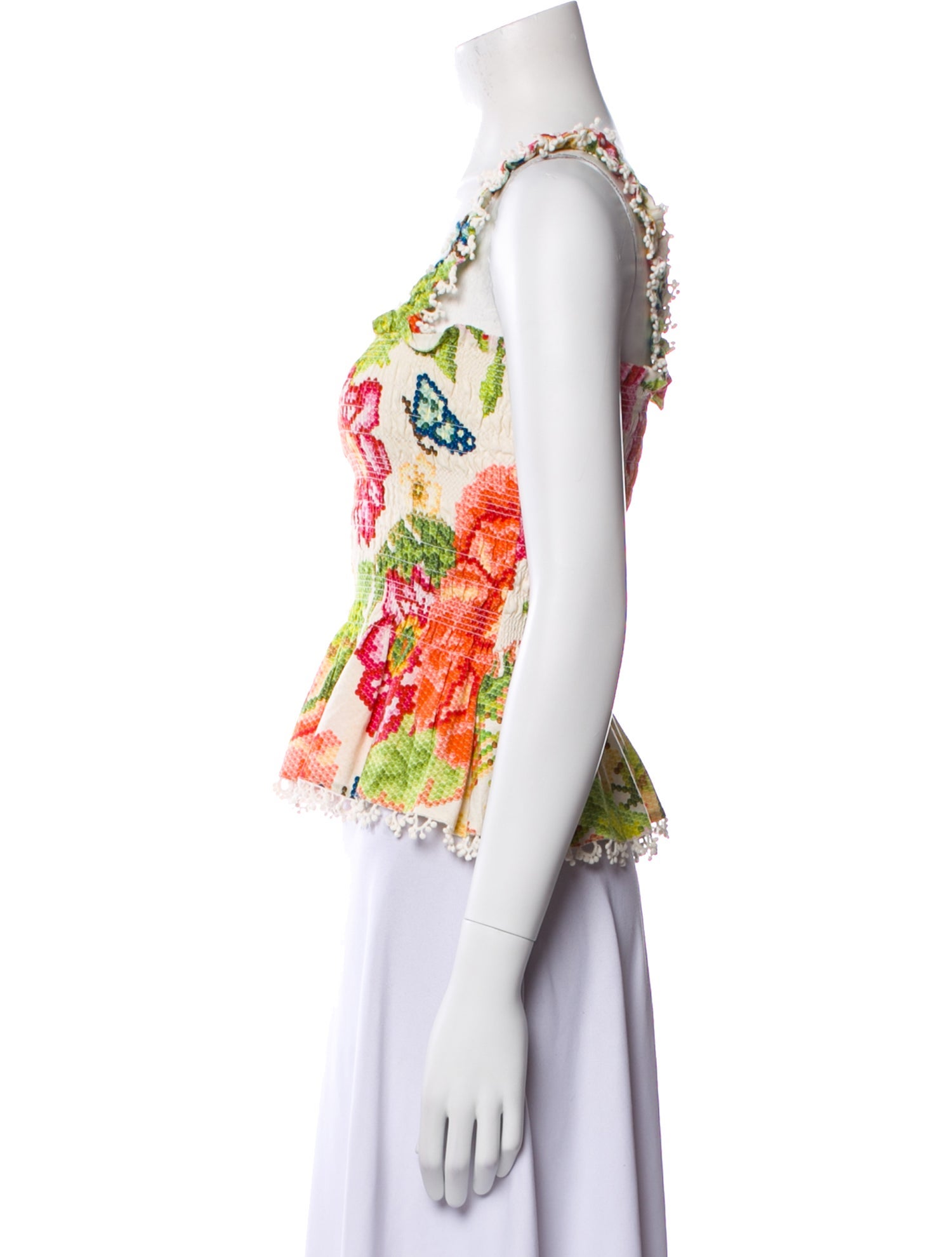 Farm Rio Floral Print Square Neckline Crop Top