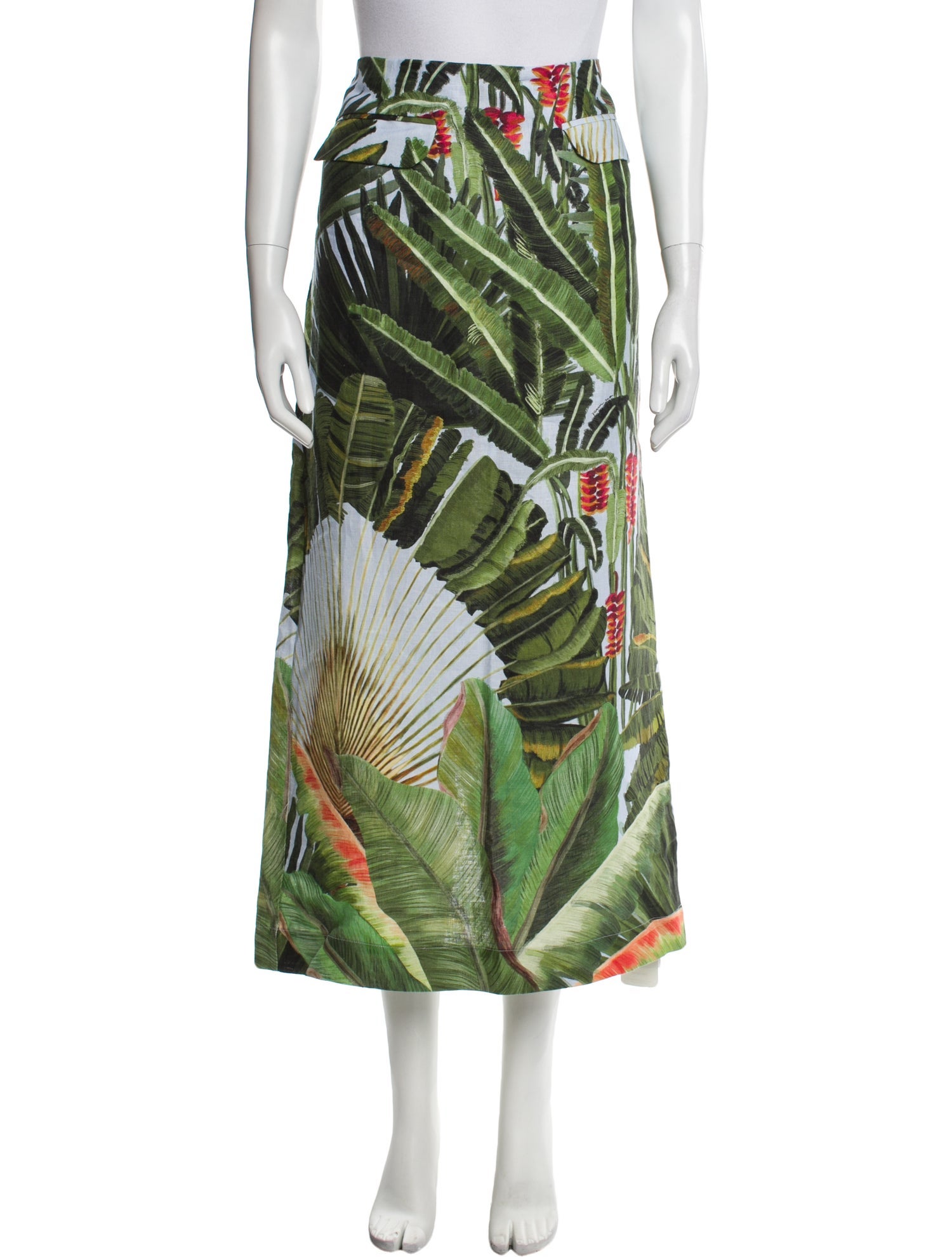 Farm Rio Linen Midi Length Skirt