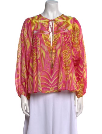 Farm Rio Printed Crew Neck Blouse