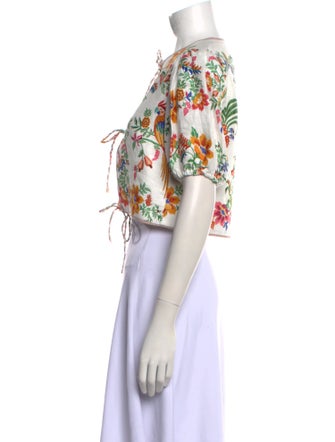 Farm Rio Linen Floral Print Crop Top