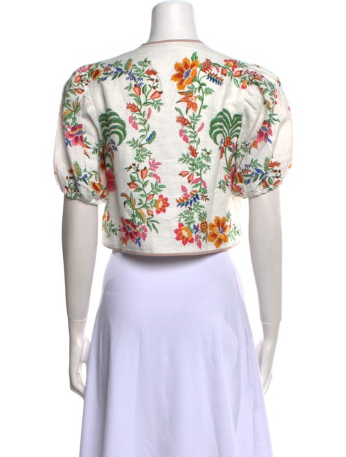 Farm Rio Linen Floral Print Crop Top