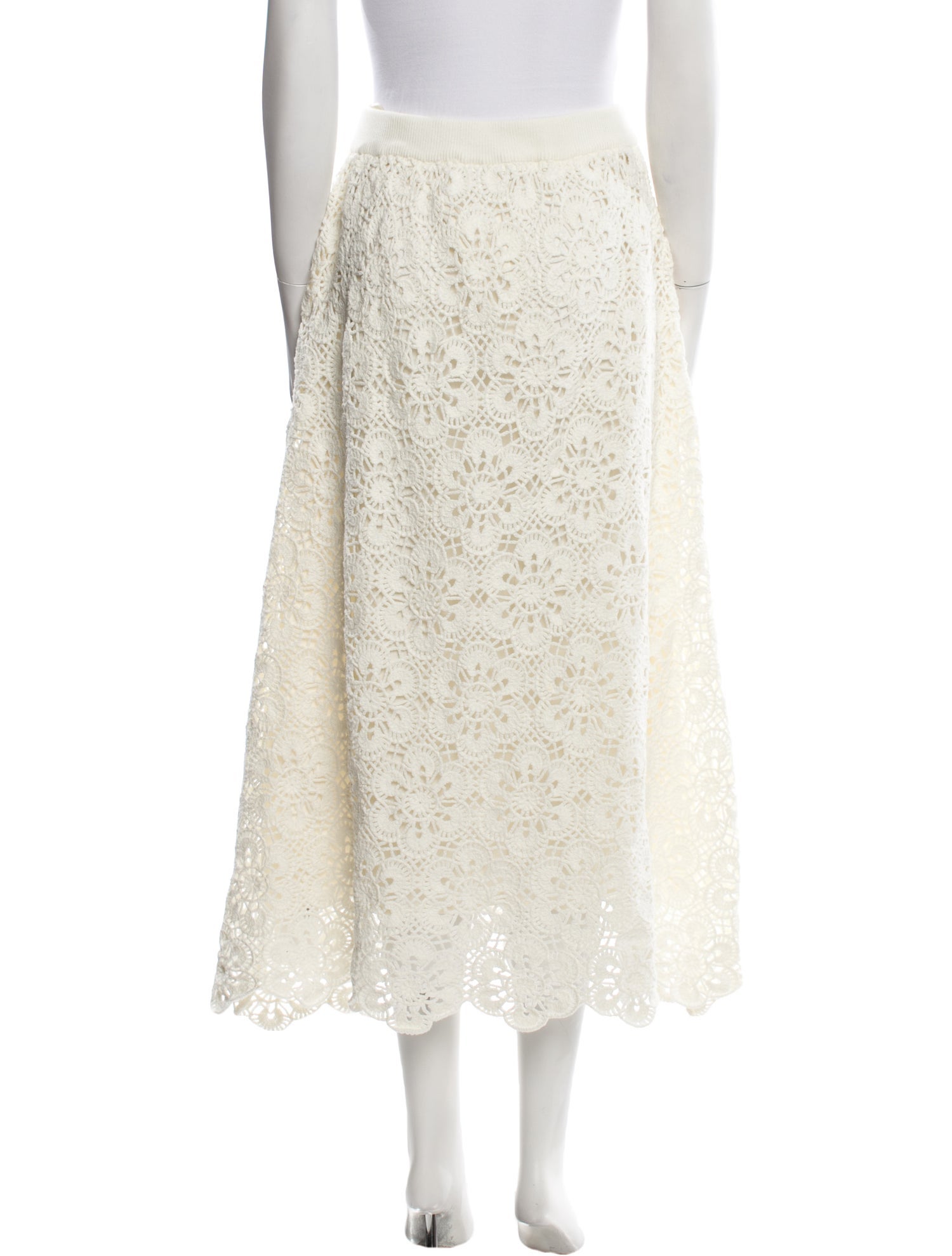 Farm Rio Lace Pattern Midi Length Skirt