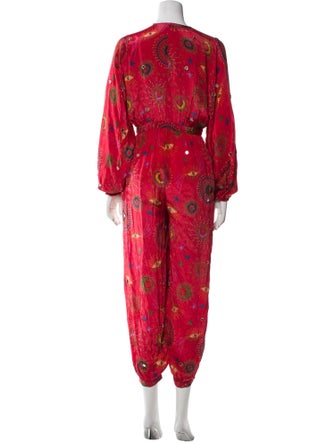 Farm Rio Printed V-Neck Jumpsuit