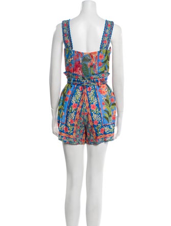 Farm Rio Printed Square Neckline Romper