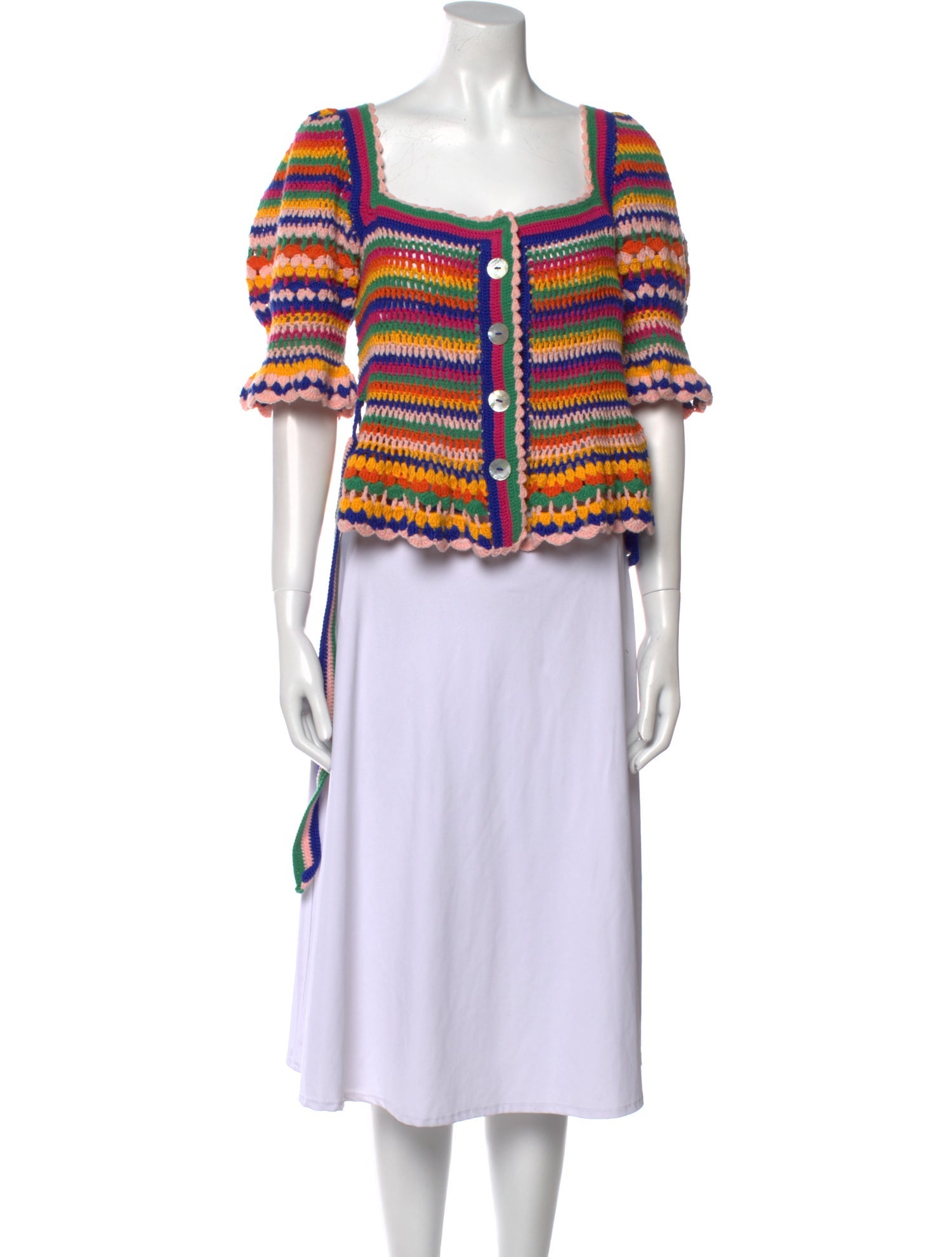 Farm Rio Striped Scoop Neck Sweater