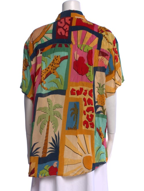 Farm Rio Printed Short Sleeve Button-Up Top