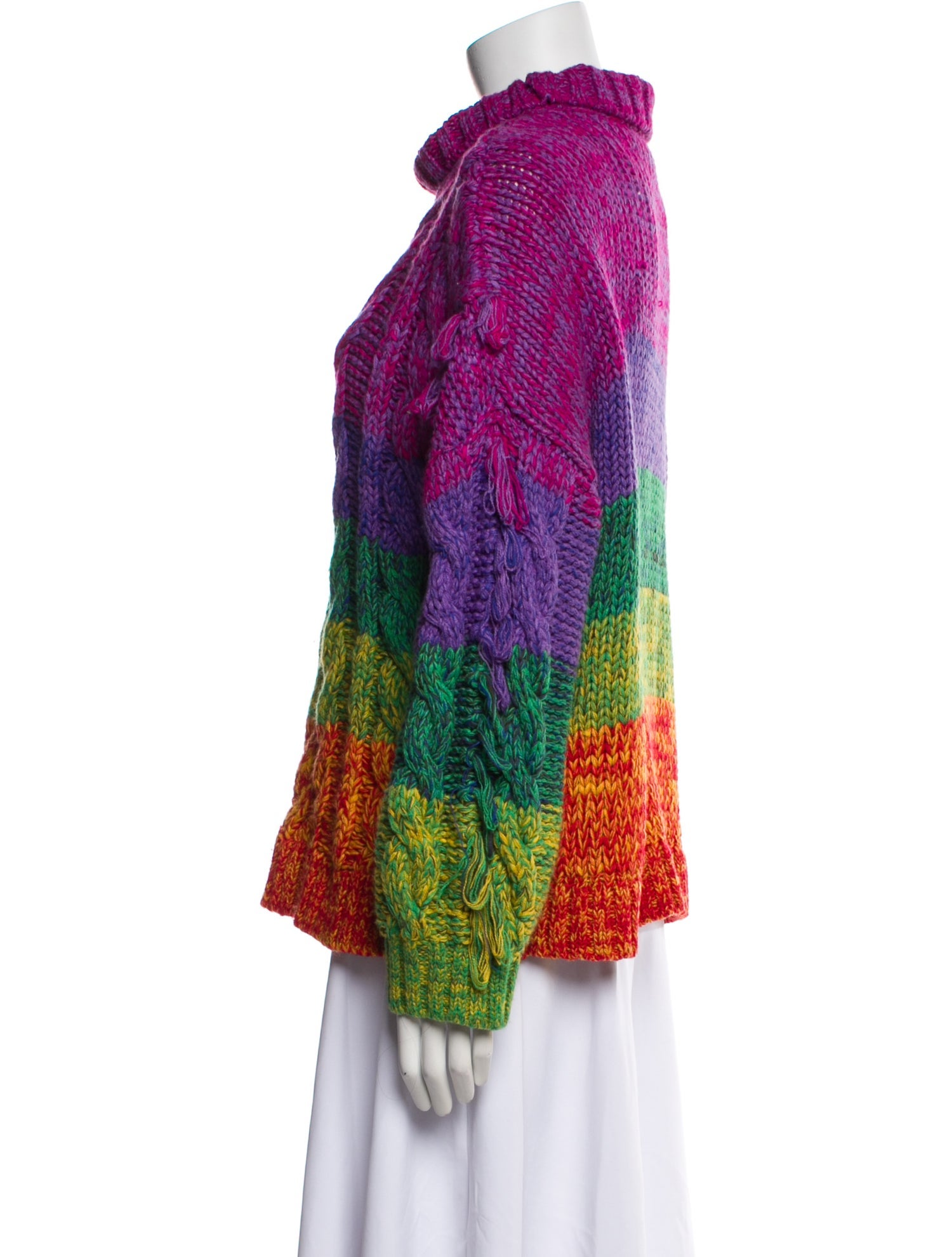 Farm Rio Striped Cowl Neck Sweater