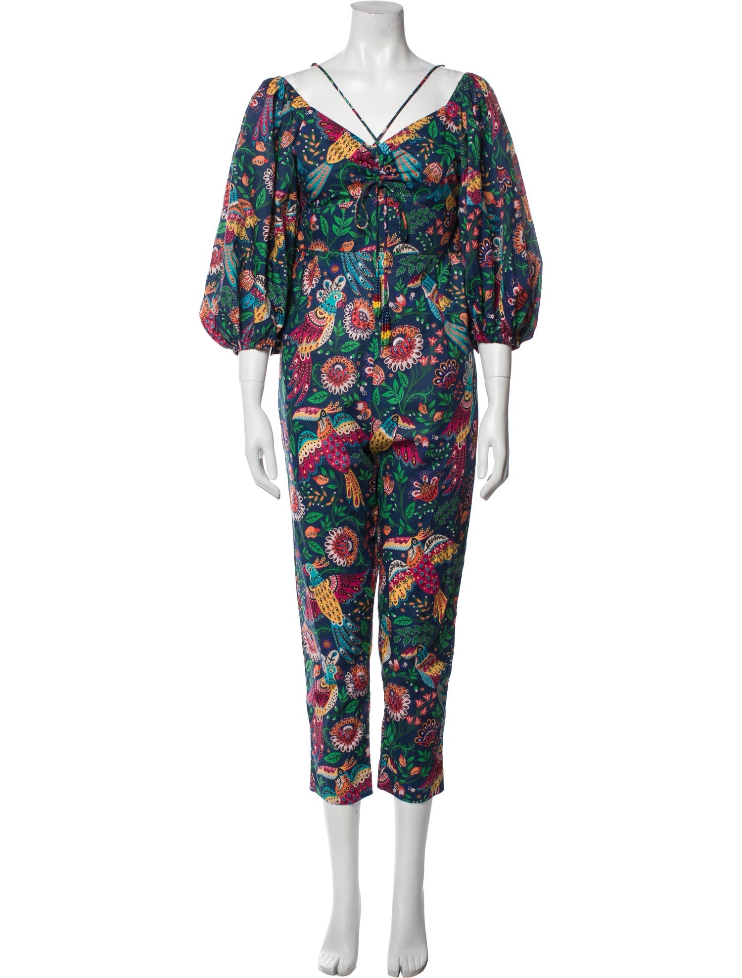 Farm Rio Printed V-Neck Jumpsuit
