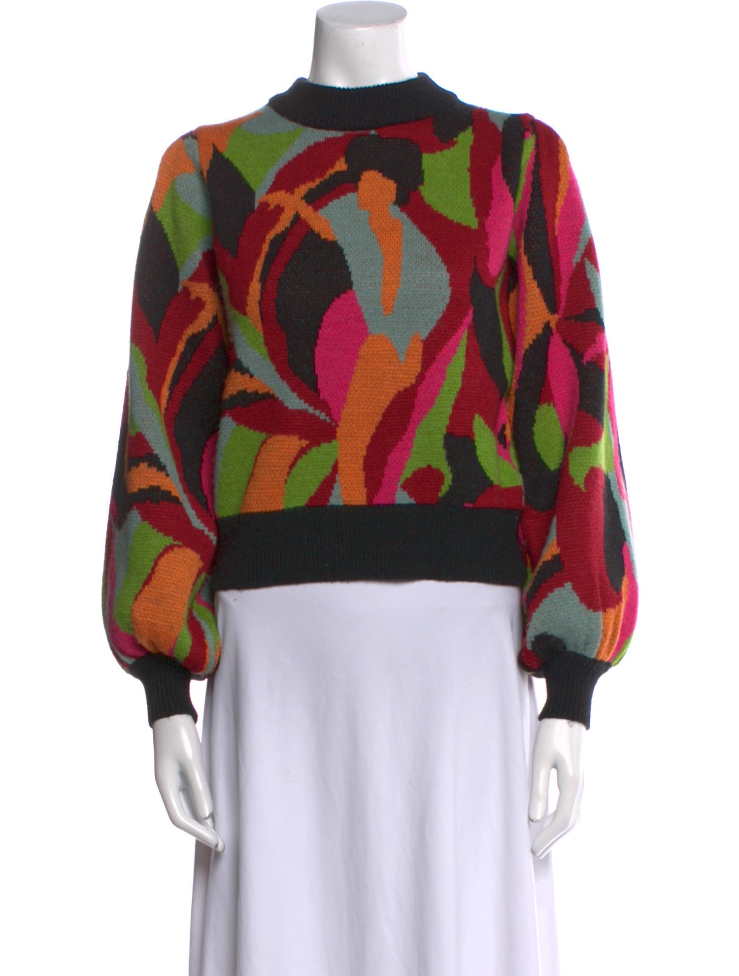 Farm Rio Printed Mock Neck Sweater