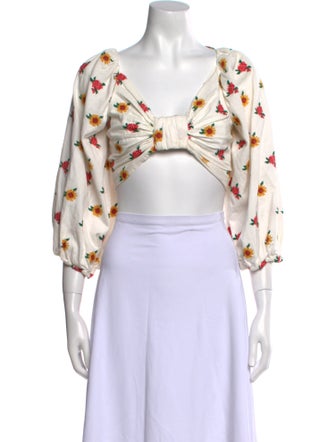 Farm Rio Floral Print Square Neckline Crop Top