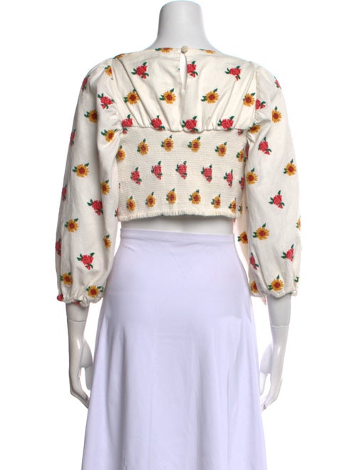 Farm Rio Floral Print Square Neckline Crop Top