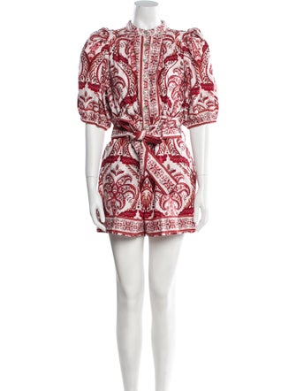 Farm Rio Paisley Print Crew Neck Romper