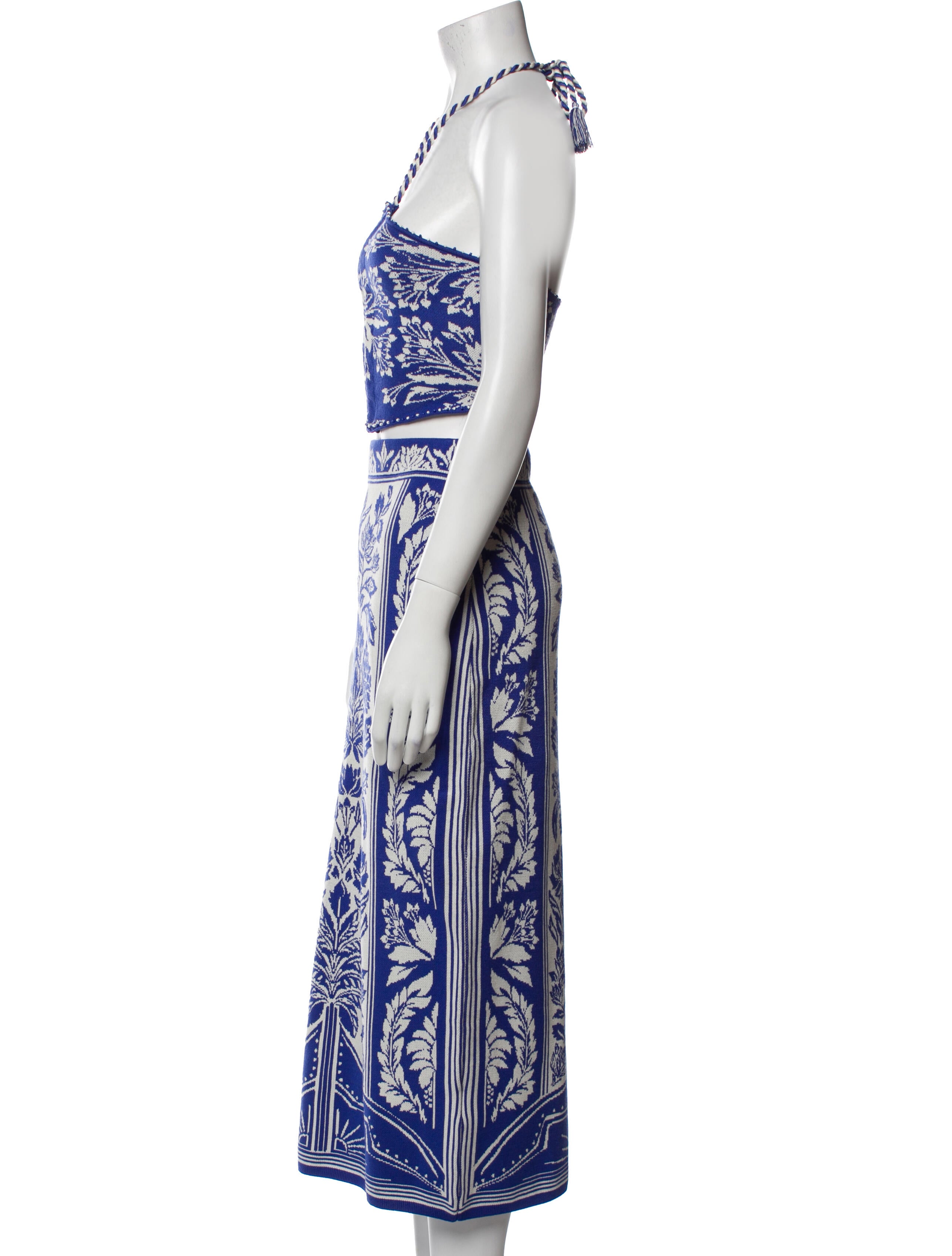 Farm Rio Floral Print Beaded Accents Skirt Set