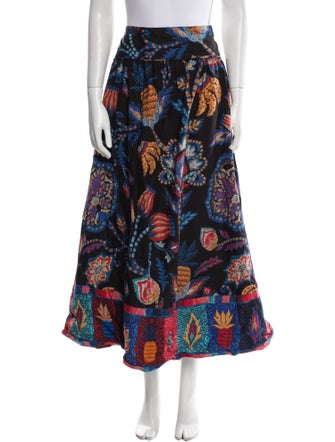 Farm Rio Floral Print Midi Length Skirt