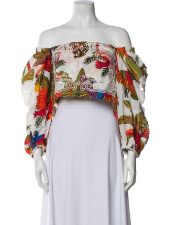 Farm Rio Printed Off-The-Shoulder Crop Top