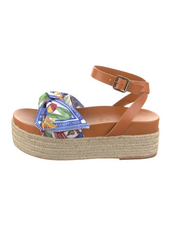Farm Rio Leather Floral Print Espadrilles