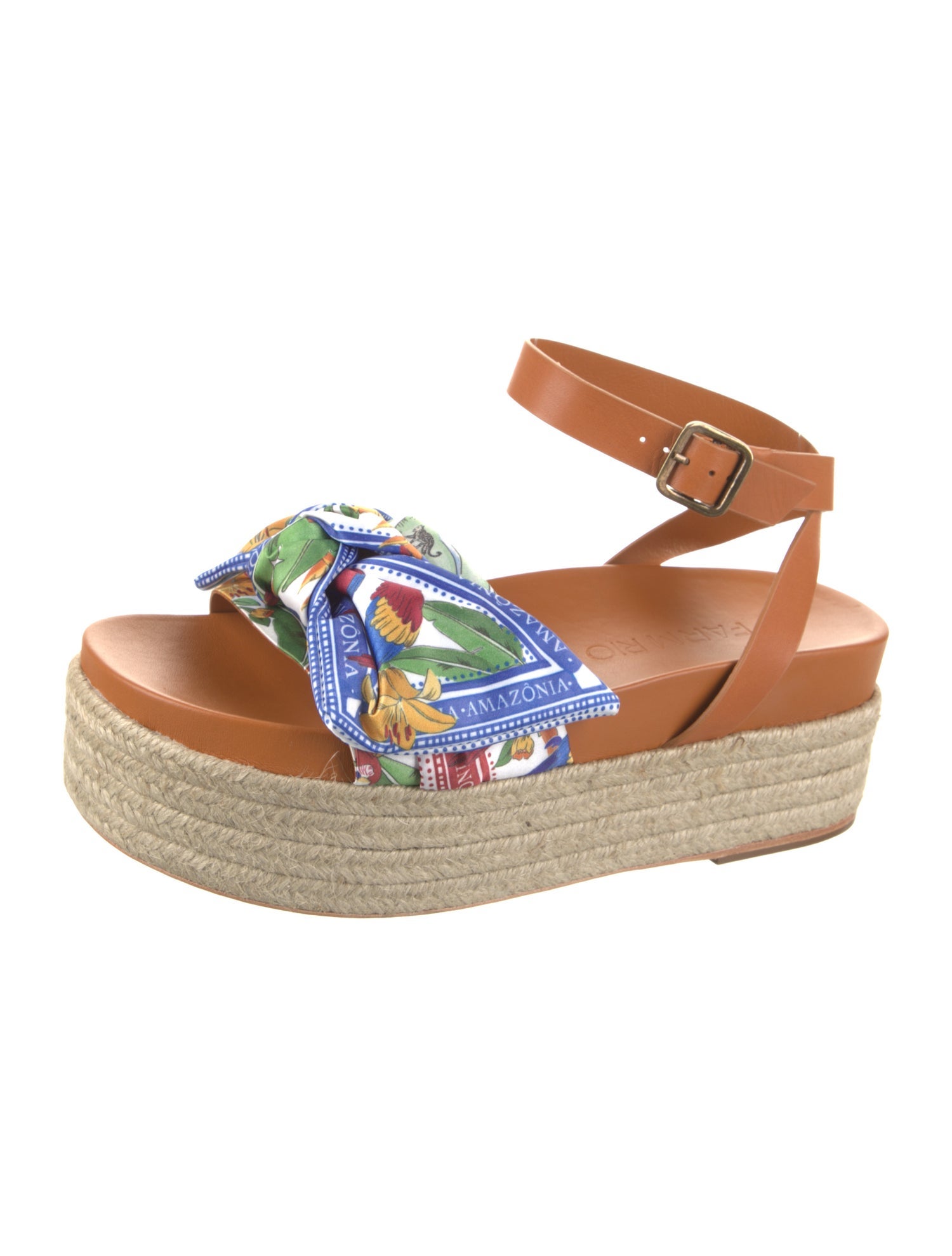 Farm Rio Leather Floral Print Espadrilles