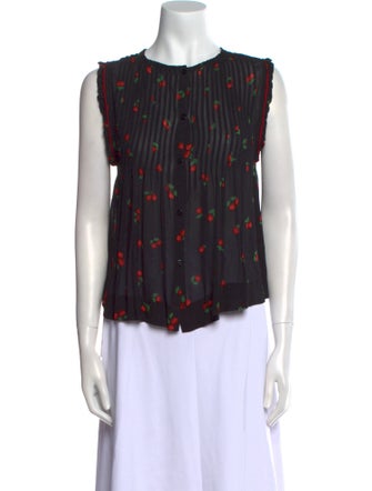 Farm Rio Printed Crew Neck Blouse