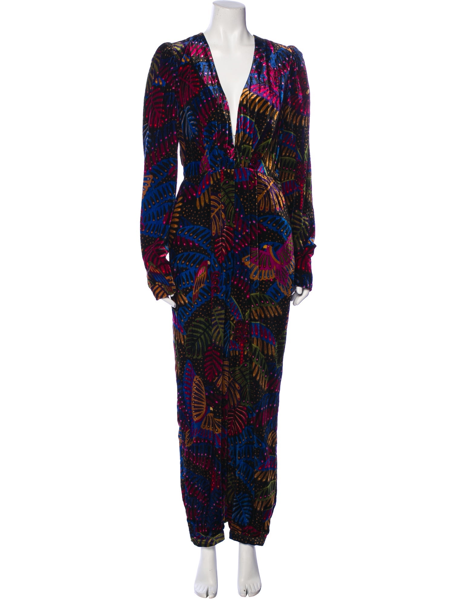 Farm Rio Printed Plunge Neckline Jumpsuit w/ Tags