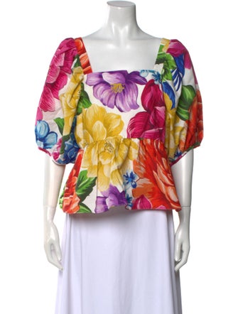 Farm Rio Floral Print Square Neckline Blouse
