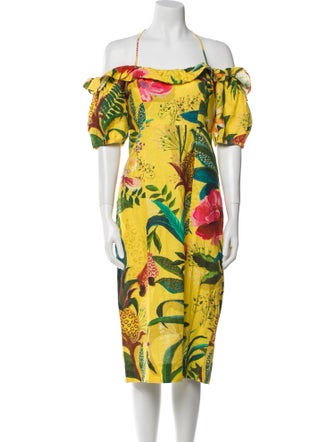 Farm Rio Linen Midi Length Dress