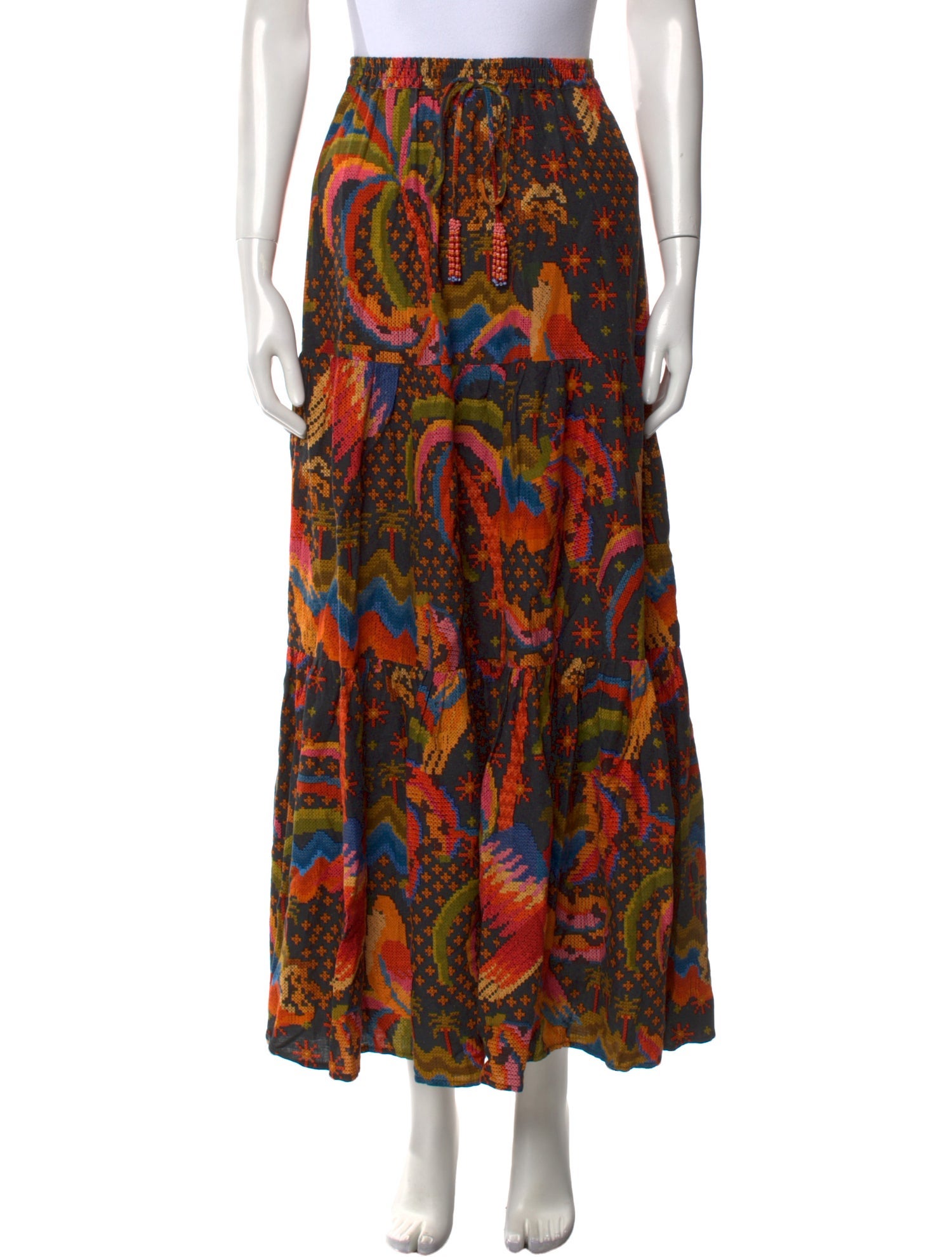 Farm Rio Linen Midi Length Skirt