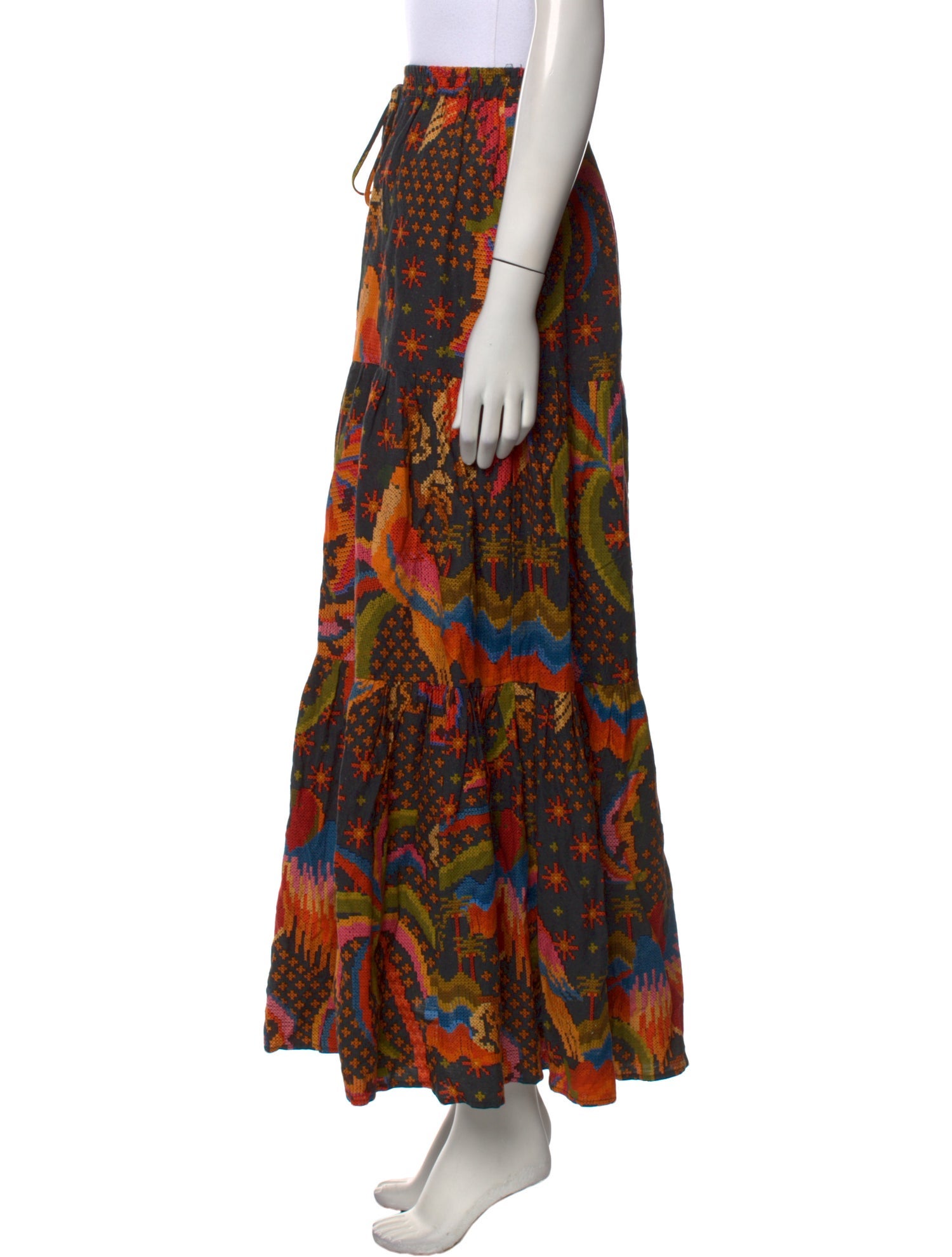 Farm Rio Linen Midi Length Skirt