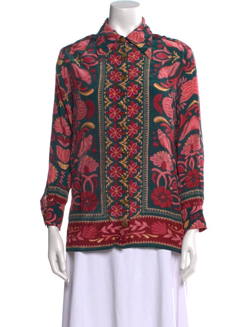Farm Rio Printed Long Sleeve Button-Up Top