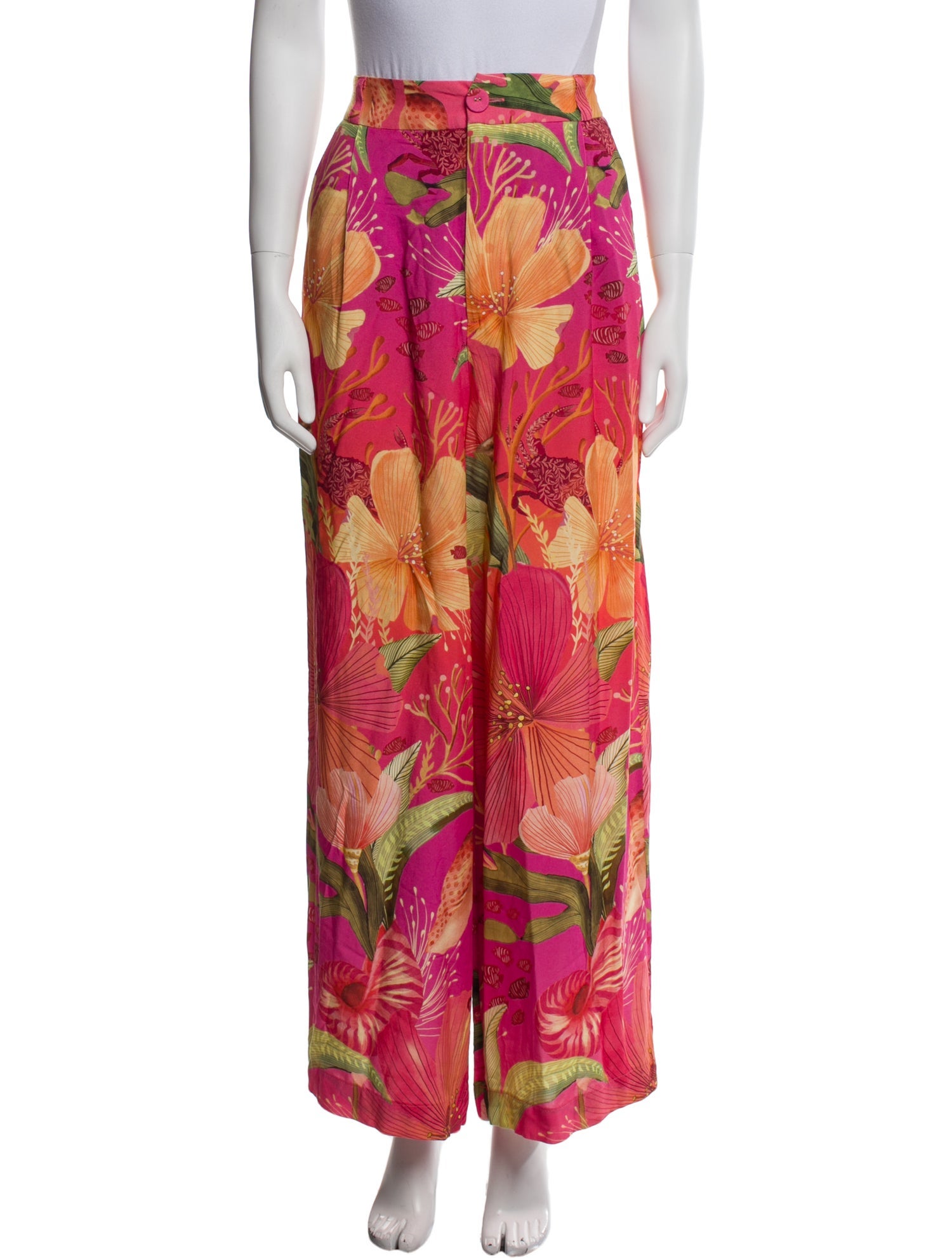 Farm Rio Floral Print Wide Leg Pants