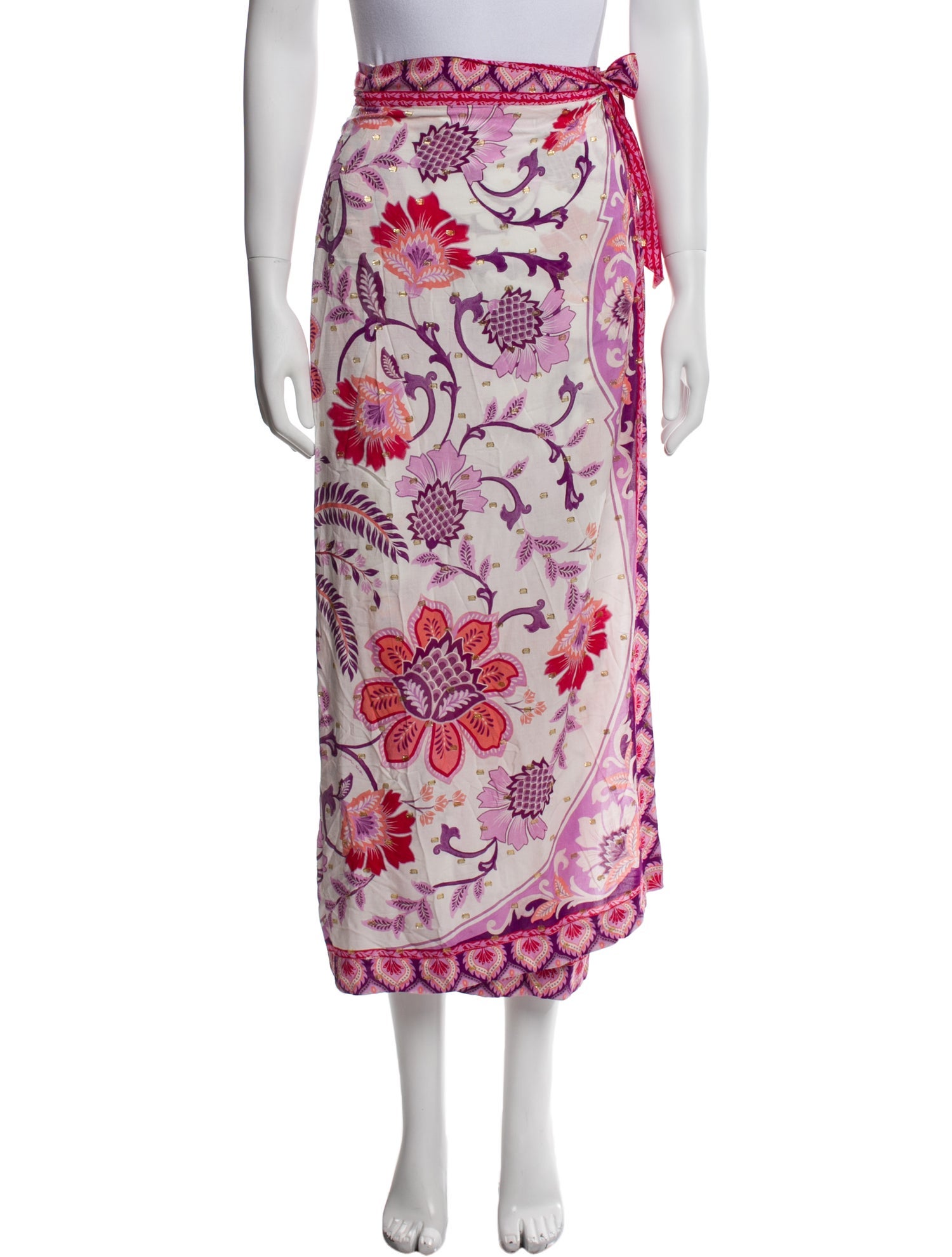 Farm Rio Floral Print Midi Length Skirt