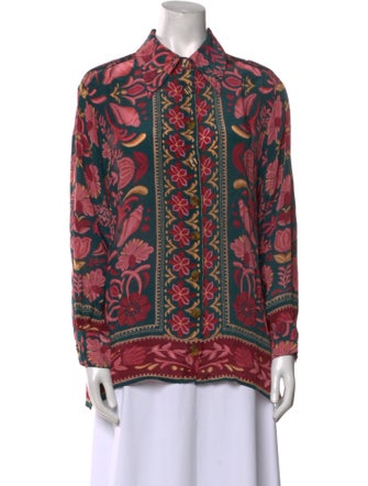 Farm Rio Printed Long Sleeve Button-Up Top
