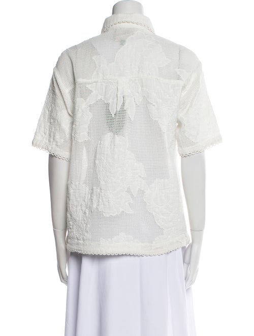 Farm Rio Lace Pattern Short Sleeve Button-Up Top