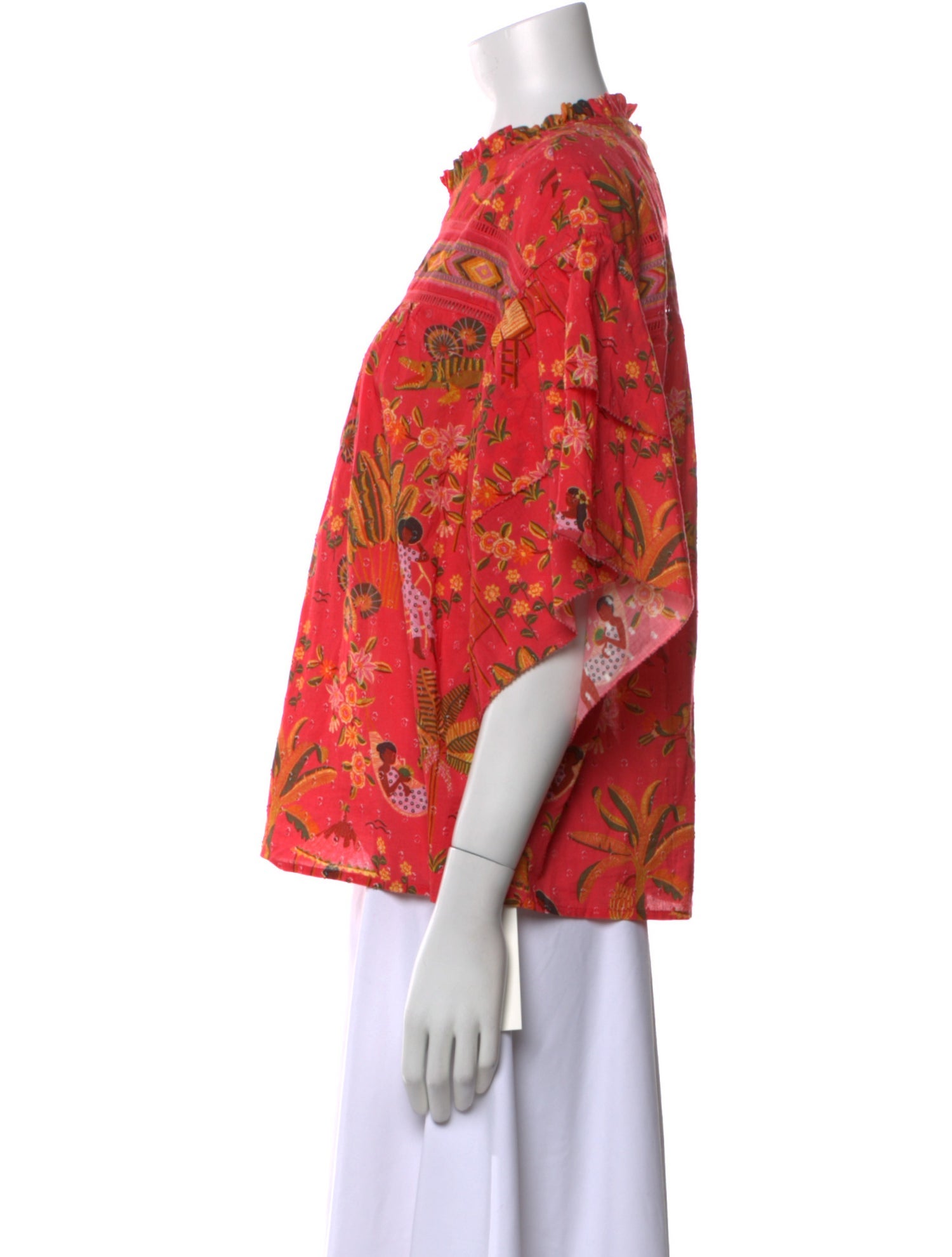 Farm Rio Floral Print Crew Neck Blouse