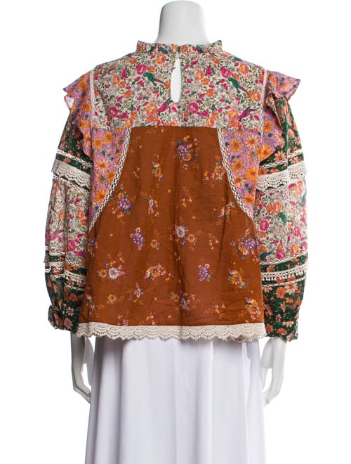 Farm Rio Floral Print Mock Neck Blouse