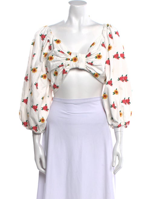 Farm Rio Floral Print Square Neckline Crop Top