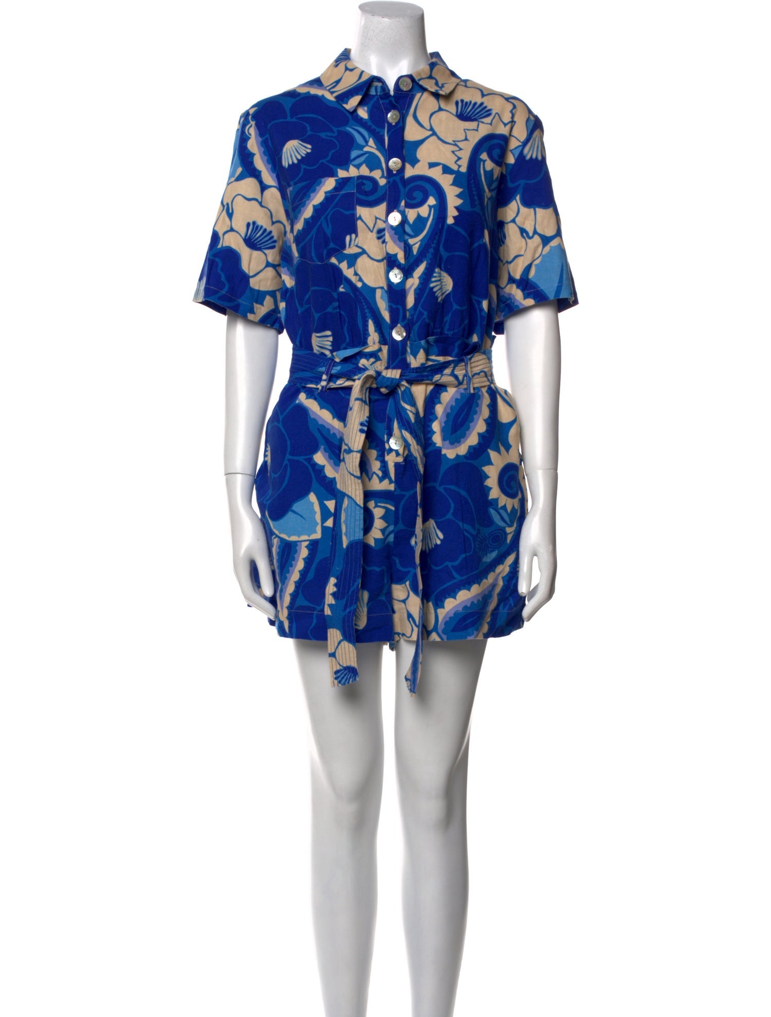 Farm Rio Linen Floral Print Romper